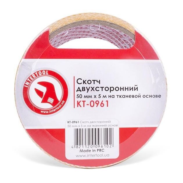 Двусторонний скотч 50мм*5м на тканевой основе INTERTOOL KT-0961, фото  | SNABZHENIE.com.ua