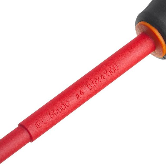 Изолированная отвертка шлицевая 0,8x4,0 мм, 100 мм, 1000 В INTERTOOL VT-3205, фото , изображение 3 | SNABZHENIE.com.ua Изолированная отвертка шлицевая 0,8x4,0 мм, 100 мм, 1000 В INTERTOOL VT-3205, фото , изображение 3 | SNABZHENIE.com.ua
