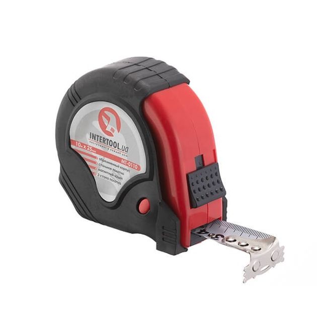 Рулетка INTERTOOL MT-0110, 10 м x 25 мм, металлическое полотно, 3 стопора, фото  | SNABZHENIE.com.ua
