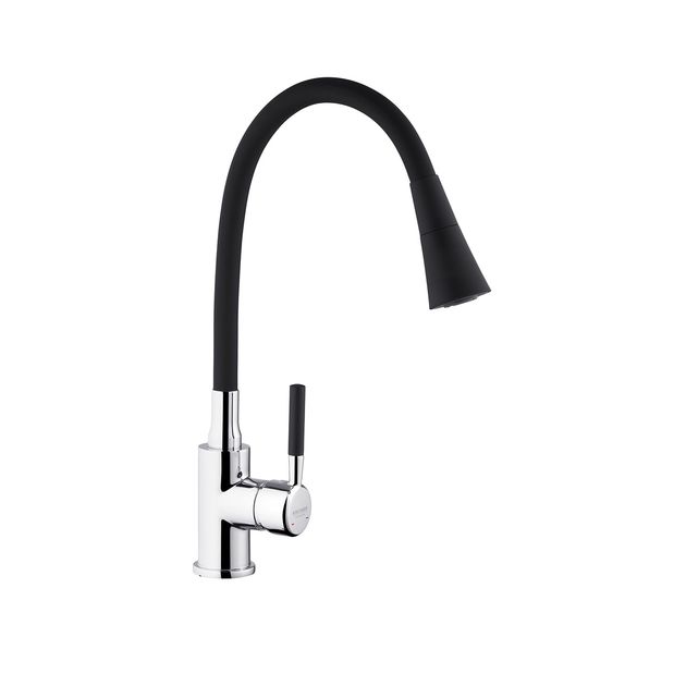 Смеситель кухонный Kroner KRM Kuche - C132BLK, фото  | SNABZHENIE.com.ua