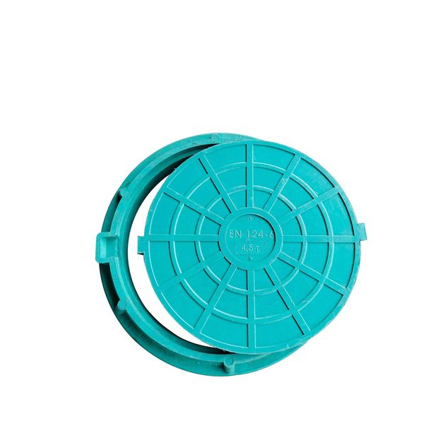 Люк каналізаційний легкий посилений круглий Воюс до 4,5 т (А15П) зелений, фото , зображення 2 | SNABZHENIE.com.ua