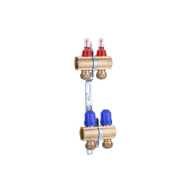 Коллектор STA 2 выхода 1x3/4" с евроконусами, латунный, фото  | SNABZHENIE.com.ua