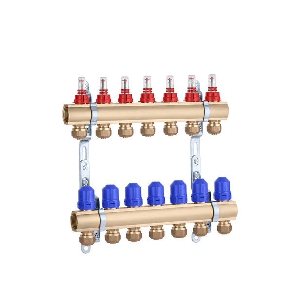 Коллектор STA 7 выходов 1x3/4" с евроконусами, латунный, фото  | SNABZHENIE.com.ua