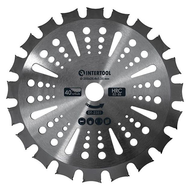 Нож для мотокосы INTERTOOL DT-2351, ø255 мм, 40 зубьев, двусторонний, фото  | SNABZHENIE.com.ua