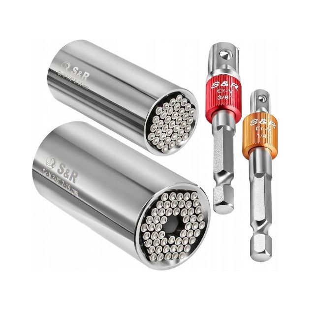 Набор из 2 головок S&R и 2 адаптеров 1/4" и 3/8", фото  | SNABZHENIE.com.ua