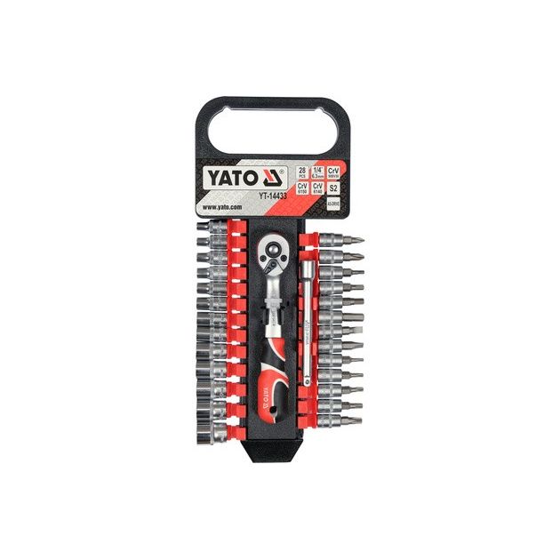 Набор головок YATO Cr-Van 1/4" с трещоткой и удлинителем, 28 шт., фото  | SNABZHENIE.com.ua