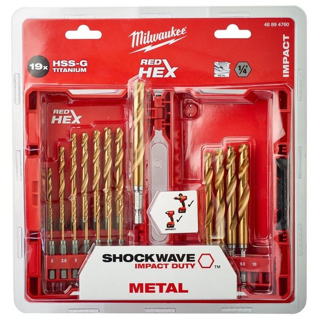 Набор сверл по металлу Milwaukee RedHEX HSS-G TiN (19 шт), фото , изображение 2 | SNABZHENIE.com.ua Набор сверл по металлу Milwaukee RedHEX HSS-G TiN (19 шт), фото , изображение 2 | SNABZHENIE.com.ua