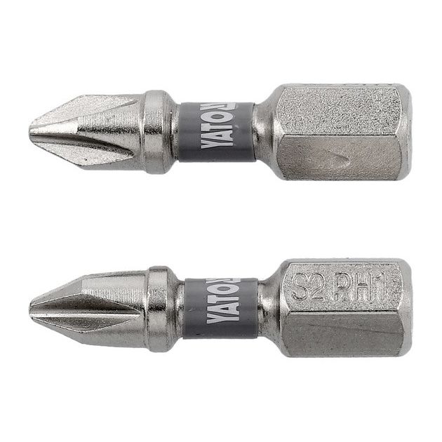Насадка YATO PH1 25мм, 6-грань 1/4, нікель, 2шт. YT-78000, фото  | SNABZHENIE.com.ua
