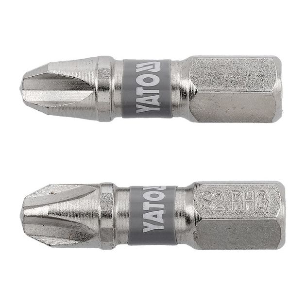 Насадка викруткова YATO PH3 25мм, 6-гран 1/4, никель, 2 шт., фото  | SNABZHENIE.com.ua