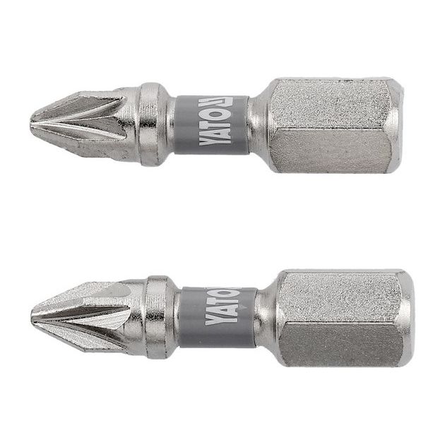 Насадка YATO PZ1 25мм, 6-гран. шпиндель 1/4, нікель, 2шт., фото  | SNABZHENIE.com.ua