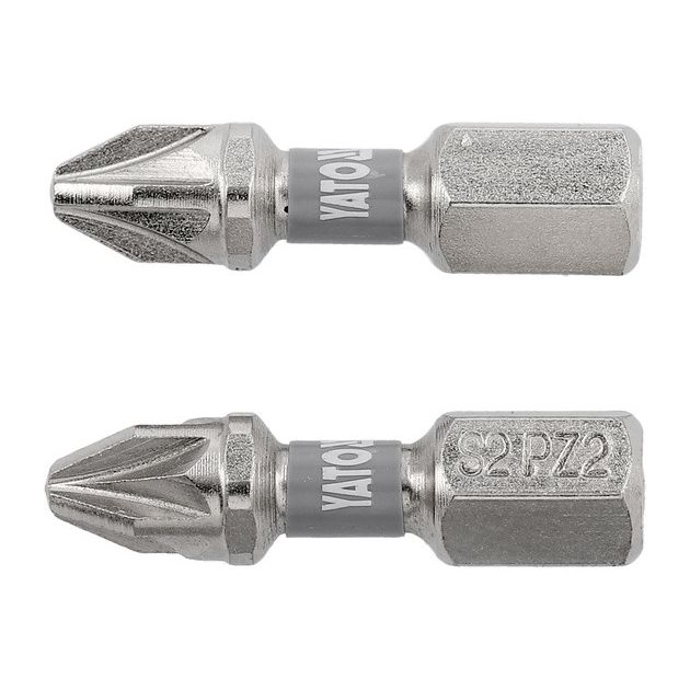 Насадка викруткова YATO PZ2 25мм, шпиндель 1/4, 2шт, никель, фото  | SNABZHENIE.com.ua