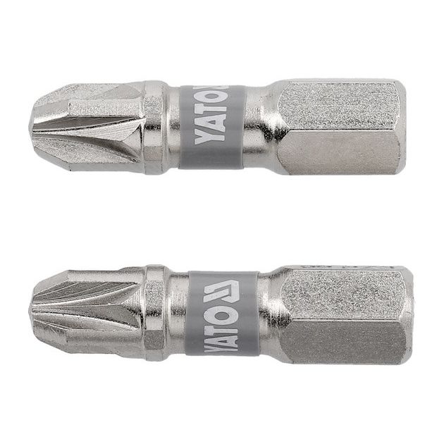 Насадка YATO PZ3 25мм, 6-гран. шпиндель 1/4, никель, 2шт., фото  | SNABZHENIE.com.ua