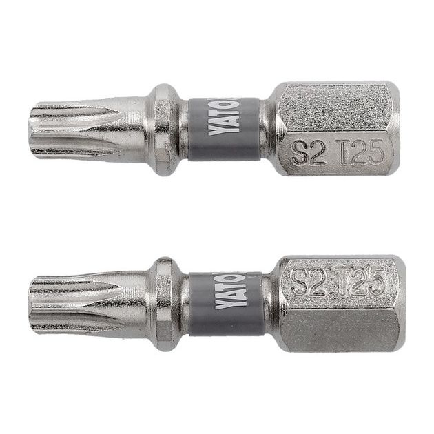 Насадка YATO TORX T25 х 25 мм, 6-грань 1/4, никелевая, 2 шт., фото  | SNABZHENIE.com.ua