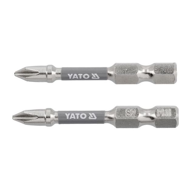 Насадка YATO PH1 х 50мм, 6-гран. шпиндель 1/4, никель, 2шт., фото  | SNABZHENIE.com.ua