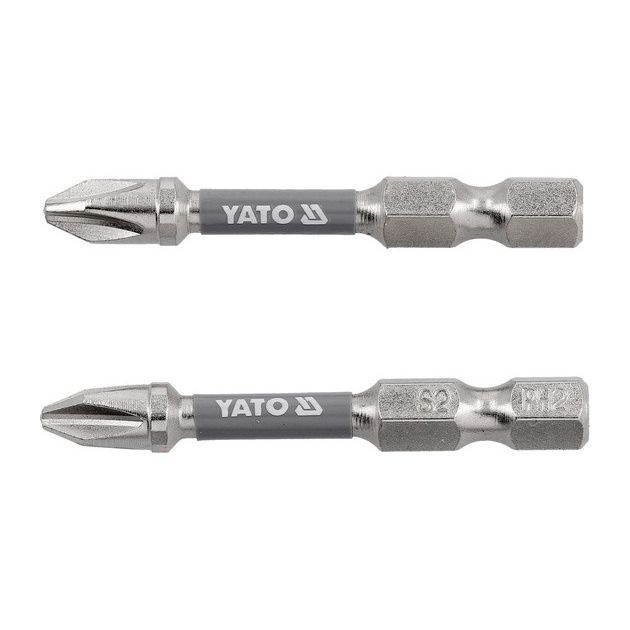 Насадка YATO PH2 50мм, 6-гран 1/4, никель, 2шт. YT-78021, фото  | SNABZHENIE.com.ua