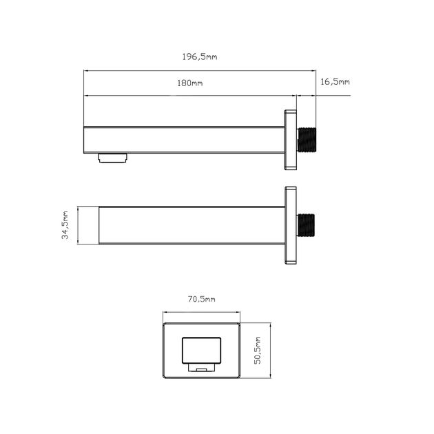 Излив для систем прихованого монтажу Qtap Vytok 180 мм прямокутний QTVYT246BLM45933 Чорний матовий, фото , зображення 2 | SNABZHENIE.com.ua