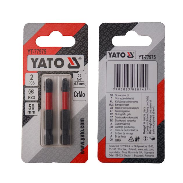 Насадка YATO PZ3, 50 мм, HEX 1/4, хром-молібден, 2 шт., фото  | SNABZHENIE.com.ua