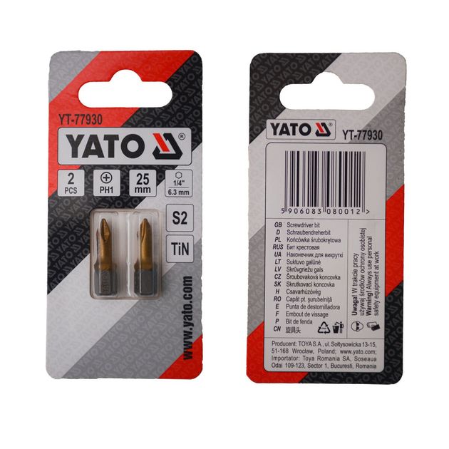 Насадка YATO PH1 25 мм, HEX 1/4, титановое покрытие, 2 шт., фото  | SNABZHENIE.com.ua