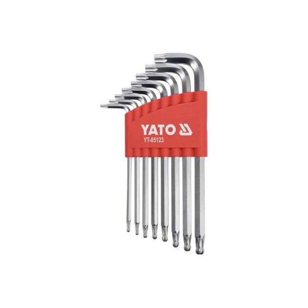 Ключи TORX Г-образные YATO: Т9-Т40, с шариковым наконечником, 8 шт, фото  | SNABZHENIE.com.ua
