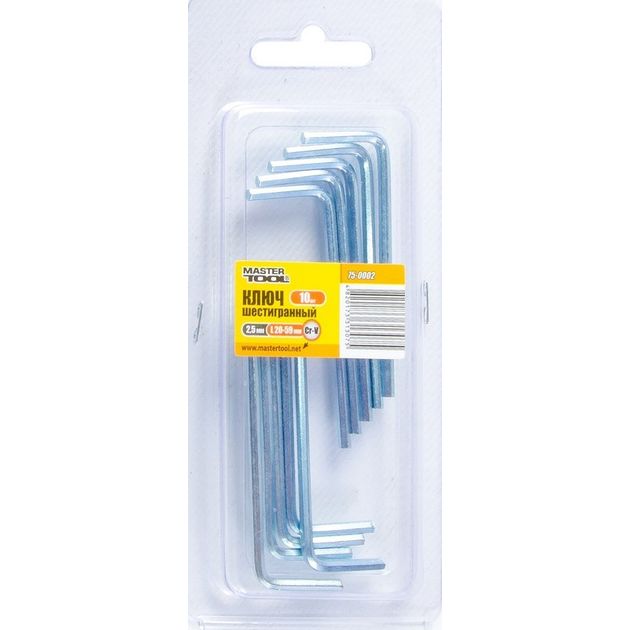 Ключ шестигранный MASTERTOOL CrV 2,5 мм, 10 шт, 75-0002, фото , изображение 2 | SNABZHENIE.com.ua Ключ шестигранный MASTERTOOL CrV 2,5 мм, 10 шт, 75-0002, фото , изображение 2 | SNABZHENIE.com.ua