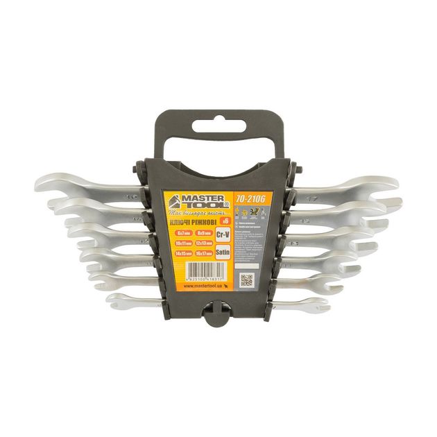 Ключі рожкові MASTERTOOL SATIN FINISH набір 6 шт (6х7 - 16х17 мм) 31CRV3 DIN3110 70-2106, фото , зображення 2 | SNABZHENIE.com.ua Ключі рожкові MASTERTOOL SATIN FINISH набір 6 шт (6х7 - 16х17 мм) 31CRV3 DIN3110 70-2106, фото , зображення 2 | SNABZHENIE.com.ua