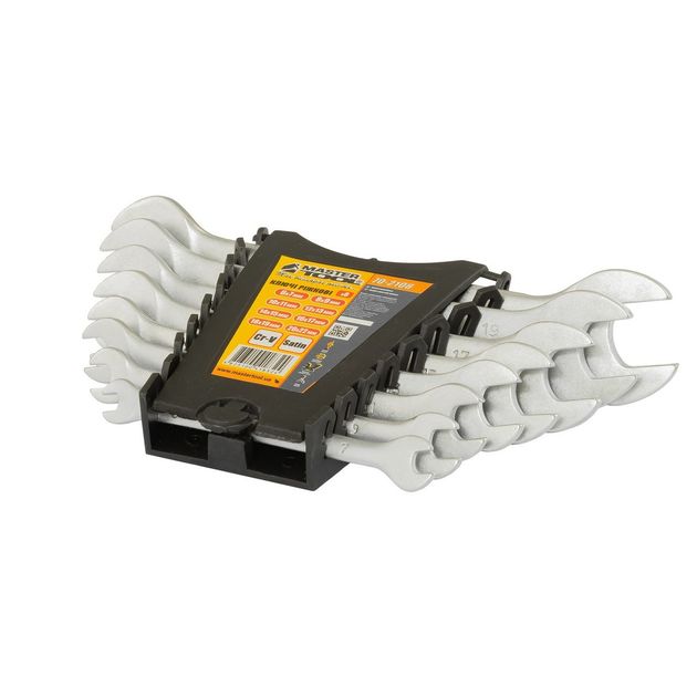 Рожковые ключи MASTERTOOL SATIN FINISH, 8 шт, 6х7 - 20х22 мм, фото  | SNABZHENIE.com.ua