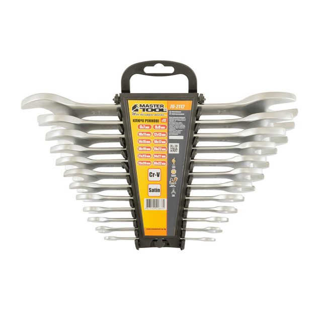 Ключі рожкові MASTERTOOL SATIN FINISH набір 12 шт (6х7 - 30х32 мм) 31CRV3 DIN3110 70-2112, фото , зображення 2 | SNABZHENIE.com.ua Ключі рожкові MASTERTOOL SATIN FINISH набір 12 шт (6х7 - 30х32 мм) 31CRV3 DIN3110 70-2112, фото , зображення 2 | SNABZHENIE.com.ua