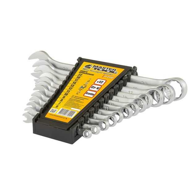 Ключи рожково-накидные MASTERTOOL SATIN FINISH 12 шт (6-22 мм), фото  | SNABZHENIE.com.ua