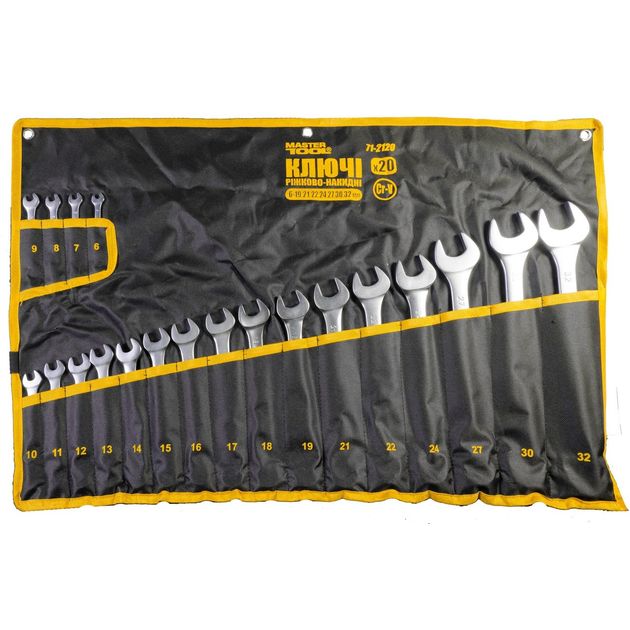 Ключи рожково-накидные MASTERTOOL SATIN FINISH 20 шт (6-32 мм), фото  | SNABZHENIE.com.ua