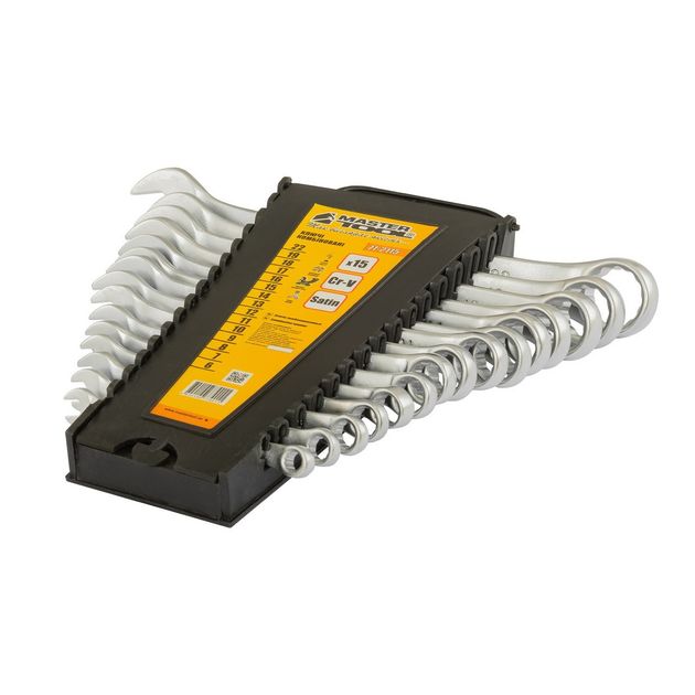 Ключи рожково-накидные MASTERTOOL SATIN FINISH, 15 шт, 6-22 мм, фото  | SNABZHENIE.com.ua