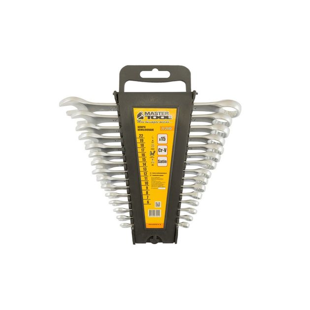 Ключі рожково-накидні MASTERTOOL SATIN FINISH набір 15 шт (6-19/22 мм) 31CRV3 DIN3113 71-2115, фото , зображення 2 | SNABZHENIE.com.ua Ключі рожково-накидні MASTERTOOL SATIN FINISH набір 15 шт (6-19/22 мм) 31CRV3 DIN3113 71-2115, фото , зображення 2 | SNABZHENIE.com.ua