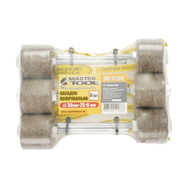 Насадка полировальна MASTERTOOL з натурального войлока жорстка для дрелі 25 мм Ø 30 мм набір 6 шт 08-9230, фото , зображення 2 | SNABZHENIE.com.ua Насадка полировальна MASTERTOOL з натурального войлока жорстка для дрелі 25 мм Ø 30 мм набір 6 шт 08-9230, фото , зображення 2 | SNABZHENIE.com.ua