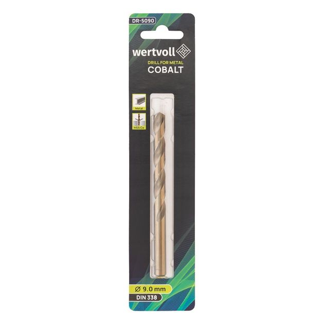 Сверло по металлу WERTVOLL HSS 9.0х125 мм COBALT DIN 338, фото , изображение 3 | SNABZHENIE.com.ua