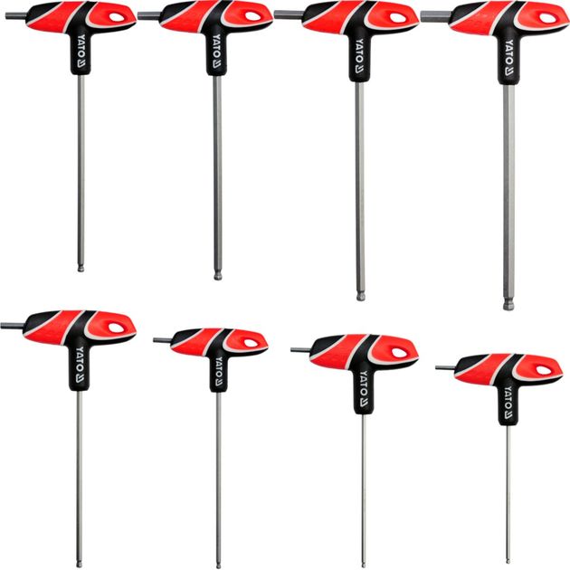 Набір шестигранних ключів YATO, тип T, 8 шт. з кульовими наконечниками, фото , зображення 2 | SNABZHENIE.com.ua