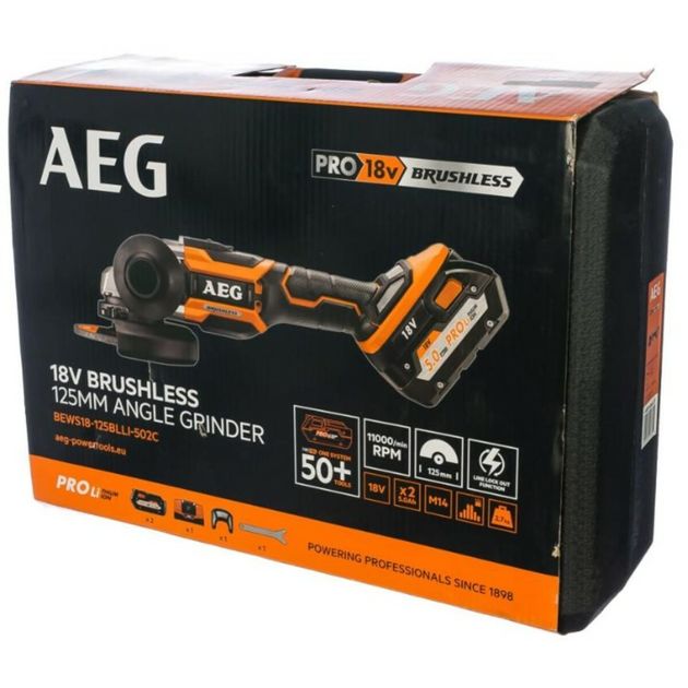 Шліфмашина AEG акум. безщіткова 2x18 В, диск 125 мм, 11000 об/хв, фото , изображение 5 | SNABZHENIE.com.ua