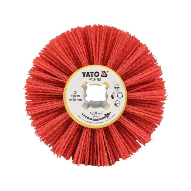 Щетка-вал YATO для шлифовально-щеточной машины, ПВХ, Ø 120/19 мм, шир. 100 мм, фото , изображение 3 | SNABZHENIE.com.ua