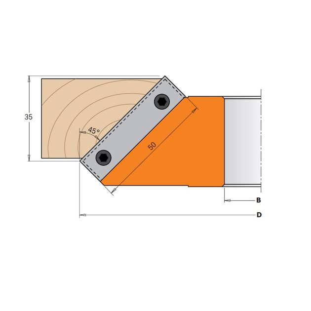 Фреза фасонна 45 градусів, 150 x 35 мм, посадкове 40 мм CMT (694.002.40), фото , зображення 2 | SNABZHENIE.com.ua