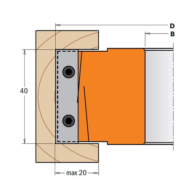 Фреза комбінована четвертна та універсальна для ножів, 125 x 40 мм, посадочне 40 мм CMT (694.020.40), фото , зображення 2 | SNABZHENIE.com.ua