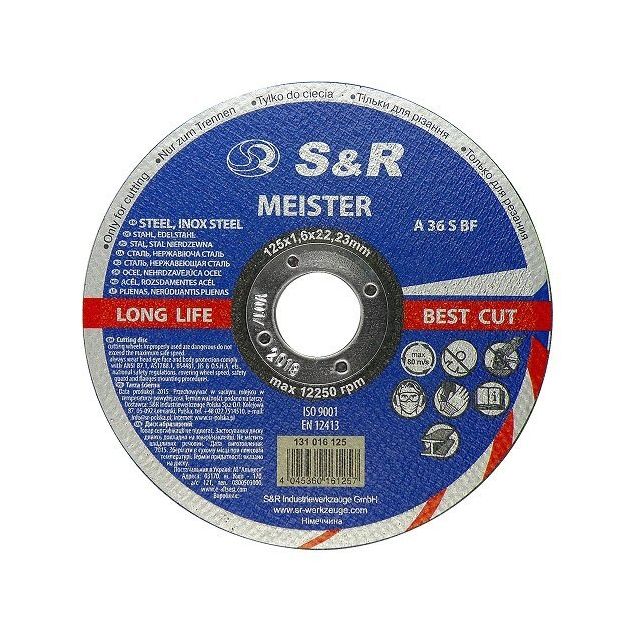 Круг отрезной по металлу S&R Meister A 36 S BF 125x1,6x22,2, фото  | SNABZHENIE.com.ua