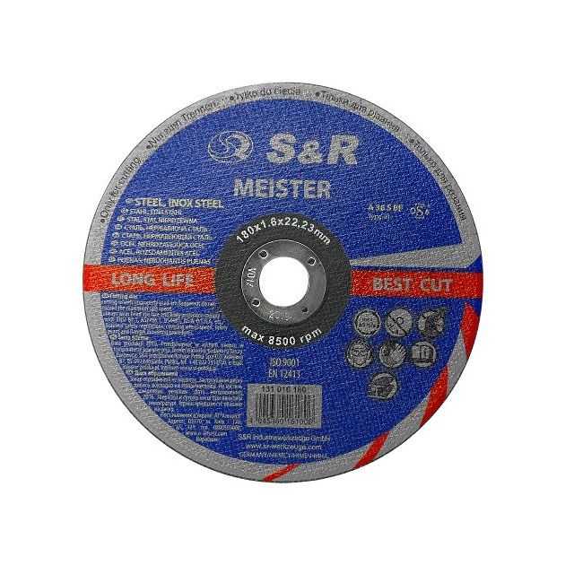 Круг отрезной S&R Meister A 36 S BF 180x1,6x22,2 по металлу и стали, фото  | SNABZHENIE.com.ua