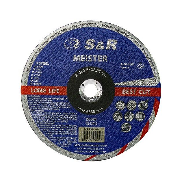 Круг отрезной по металлу S&R Meister A 30 R BF 230x2,5x22,2, фото  | SNABZHENIE.com.ua