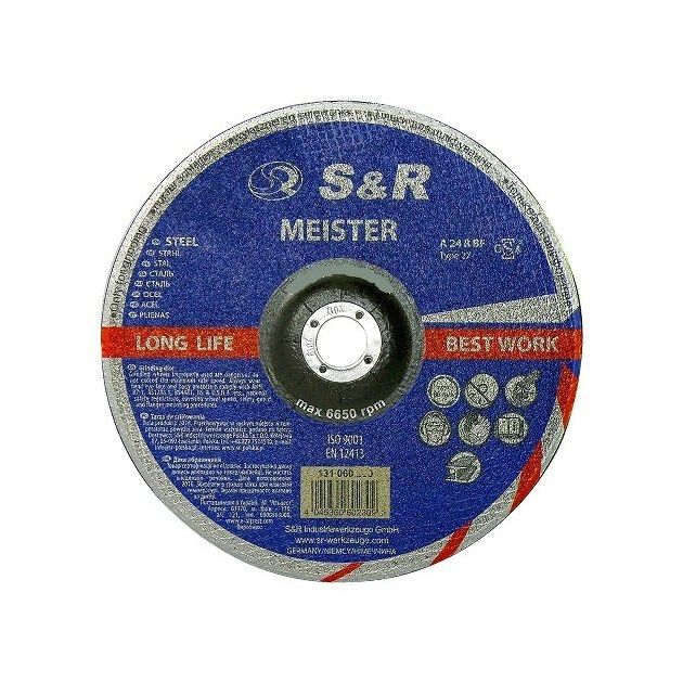 Зачистной круг S&R Meister A24 BF 180x6,0x22,2 для металла, фото  | SNABZHENIE.com.ua