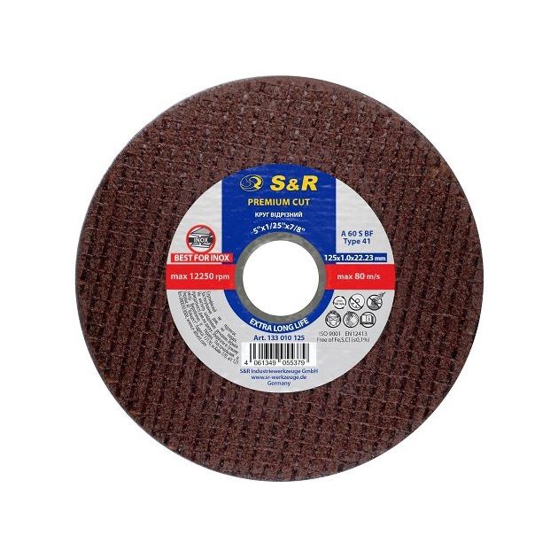 Круг отрезной S&R Premium Cut INOX 125x1,0мм для нержавеющей стали, фото  | SNABZHENIE.com.ua