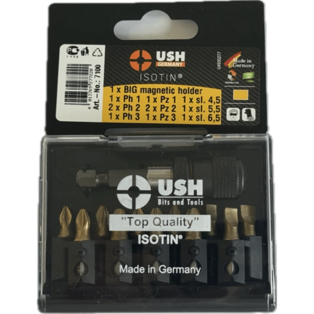 Набор бит для отвертки Isotin USH: 12 шт., магнитный держатель., фото  | SNABZHENIE.com.ua