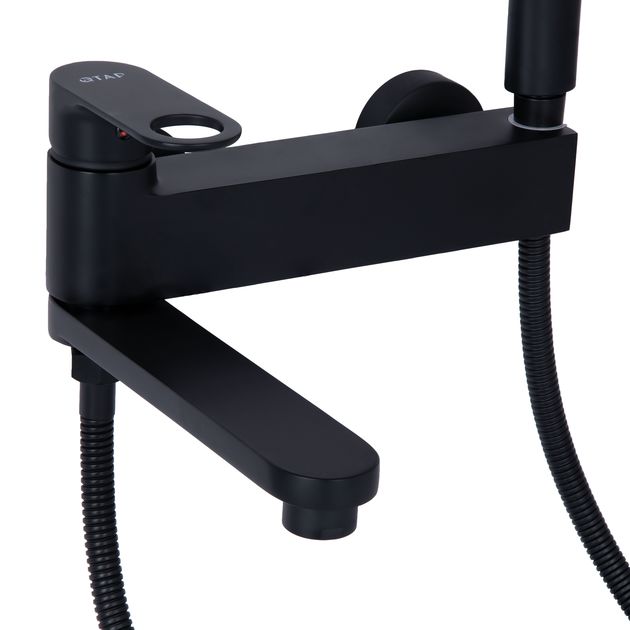 Смеситель для ванны Qtap Jay с душевым гарнитуром Black Matt, фото , изображение 4 | SNABZHENIE.com.ua Смеситель для ванны Qtap Jay с душевым гарнитуром Black Matt, фото , изображение 4 | SNABZHENIE.com.ua