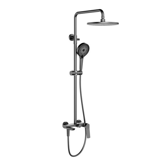 Душевая система Qtap Slavonice на три потребителя Gunmetal Black PVD, фото  | SNABZHENIE.com.ua
