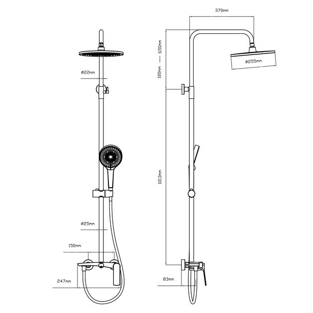 Душевая система для душа Qtap Slavonice на два потребителя QTSLA110BLM45914 Black Matt, фото , зображення 2 | SNABZHENIE.com.ua