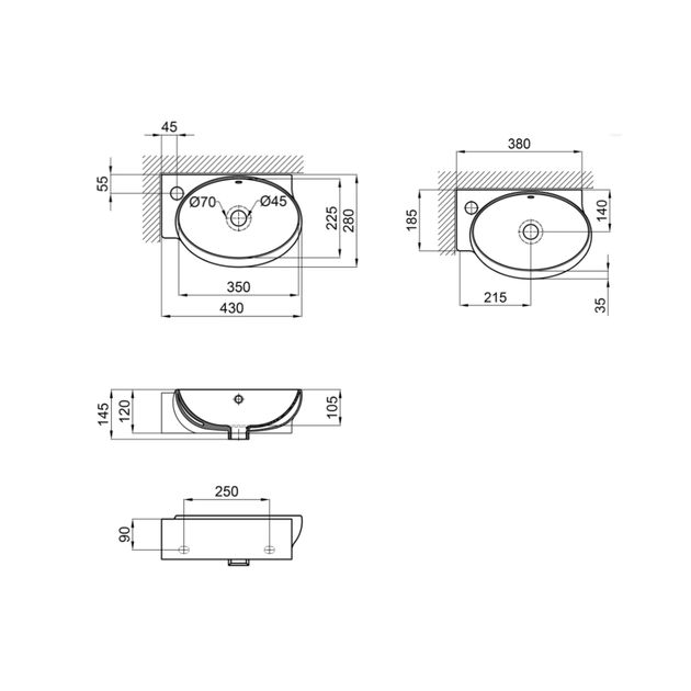Раковина Qtap Leo 430x290x140 белая QT11115011LW, фото , изображение 2 | SNABZHENIE.com.ua Раковина Qtap Leo 430x290x140 белая QT11115011LW, фото , изображение 2 | SNABZHENIE.com.ua