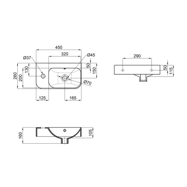 Раковина Qtap Tern 450х260х155 White QT17115117LW, фото , зображення 2 | SNABZHENIE.com.ua Раковина Qtap Tern 450х260х155 White QT17115117LW, фото , зображення 2 | SNABZHENIE.com.ua