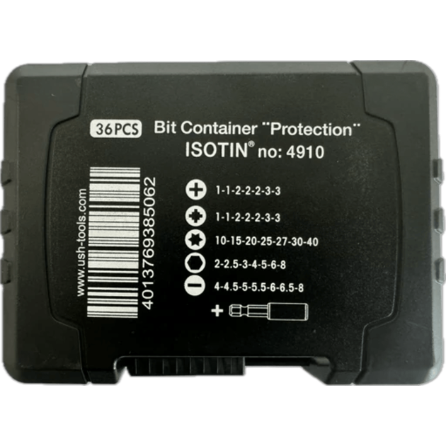 Набір насадок викруткових Isotin USH: 1/4", PH-PZ-Torx-HEX-SL + магнітний тримач, 36 елем., фото , зображення 3 | SNABZHENIE.com.ua